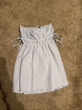 Dry Goods Blue and White Strapless Smocked Sundress